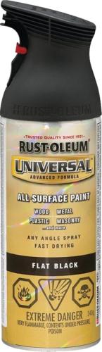 RUSTOLEUM UNIVERSAL PAINT BLACK FLAT 340G