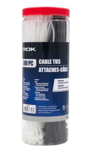 ROK CABLE TIES ASSORTED 300 PC CLEAR/BLACK