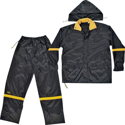 RAIN GEAR 3PC LARGE BLACK NYLON/PVC
