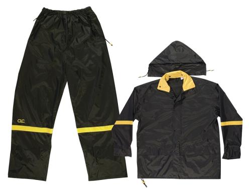 RAIN GEAR 3PC MEDIUM BLACK NYLON/PVC