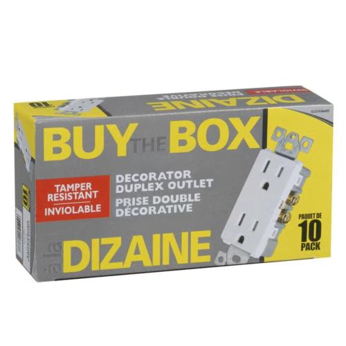 OUTLET DECORA 15A SP 10PK WH.  CONTRACTOR PACK
