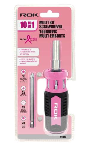 SCREWDRIVER PINK MULTI-BIT 10IN1 FOR CANCER AWARENESS BY ROK