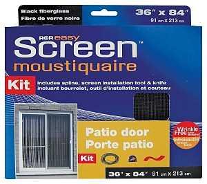 SCREEN 36"x84" REPAIR KIT BLACK W/TOOL KNIFE & SPLINE