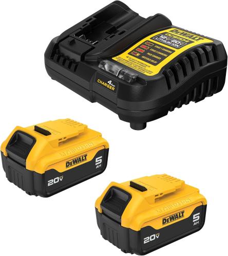 DEWALT BATTERY/CHARGER W/2X 20V LI-ION 5.0AH