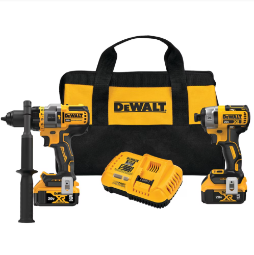 DEWALT 20V MAX Brushless Cordless FLEXVOLT Advantage Hammer Drill/XR Impact 2-Tool Kit w/ (2) 5Ah Batteries