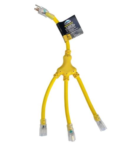 TERRATUFF ADAPTER CORD 12/3x2'-W YLW