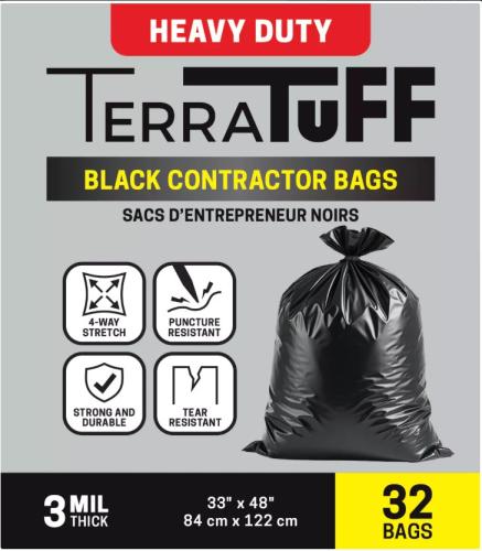 TERRATUFF CONTRACTOR BLACK GARBAGE BAGS 3ML 32/BOX