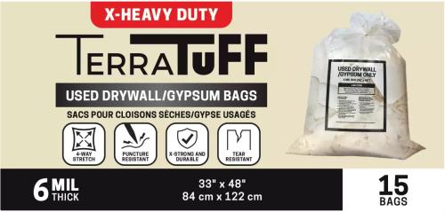 DRYWALL WASTE BAG CLEAR PRINTED 6ML 15/BX