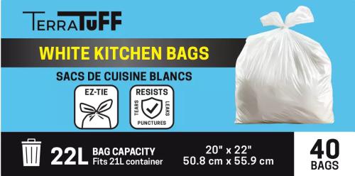 TERRATUFF GARBAGE BAG KITCHEN WHITE 40/BX