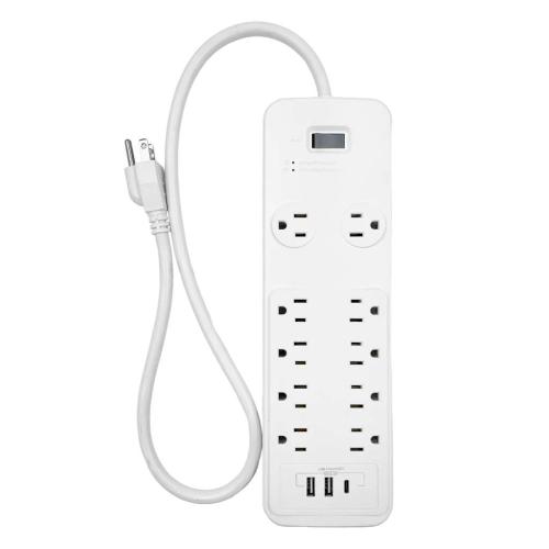 10 OUTLET P/B SURGE PROTECTOR W/3 USB