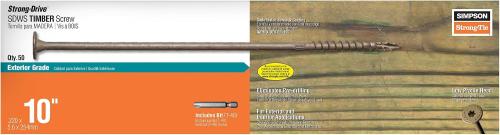 TIMBER SCREW 10" 50PK DOUBLE BARRIER COATING & T40 WASHER HEAD COLOUR:TAN