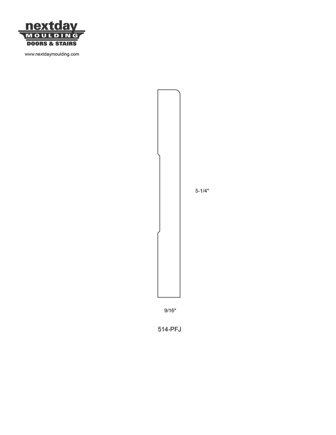 9/16 X 5-1/4 X 16 FT PFJ SANITARY BASEBOARD - Next Day Moulding Doors ...