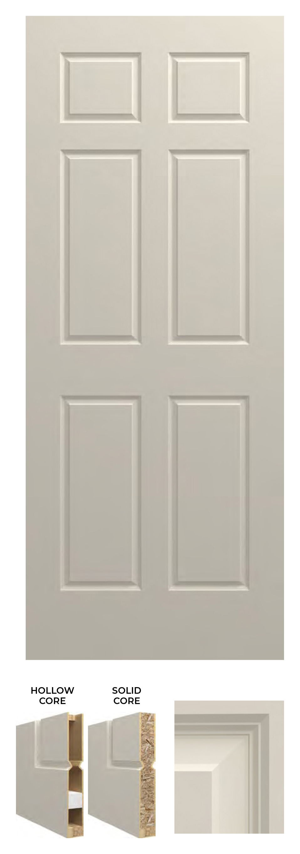 6 Panel Raised Cove and Bead - Colonist Smooth