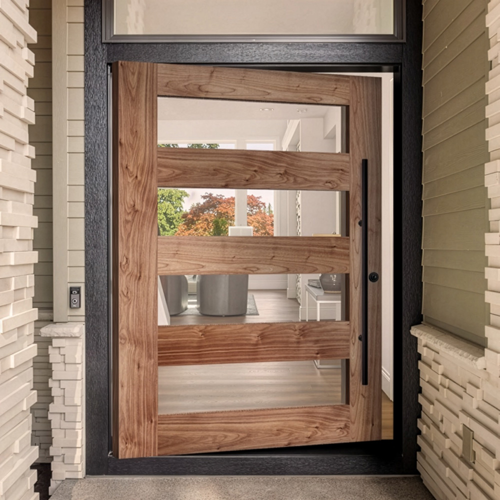 7404 Pivot Door System shown in Walnut