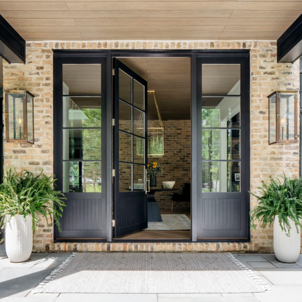 Nantucket door (777508) and sidelites (77503) shown painted black, with Accoya.