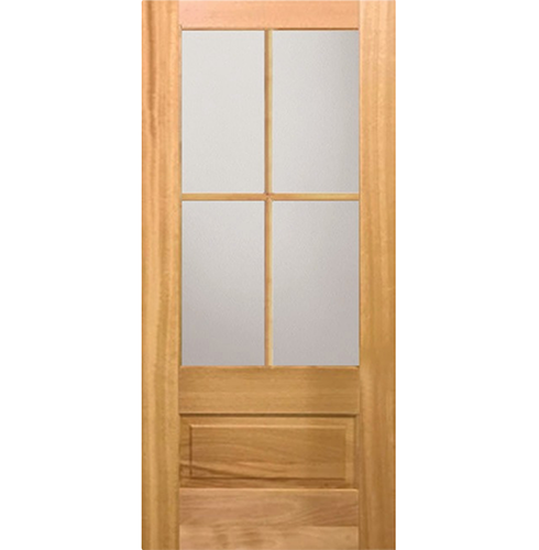 Raised panel door with SDL bars #37504 Okoume Mahogany