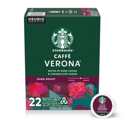 Starbucks K-Cup Caffe Verona Coffee - Dark - K-Cup - Caffe Verona - 22 / Box
