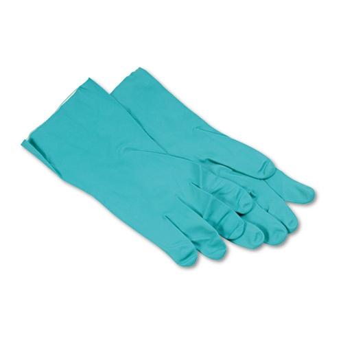 Nitrile Flock-Lined Gloves, Large, Green, Dozen