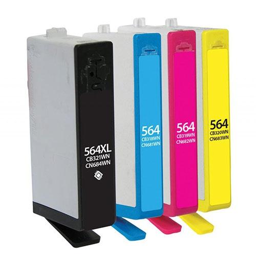 Remanufactured High Yield Ink Cartridges - Black (high yield), Cyan, Magenta, Yellow - (Alternative for HP 564XL/564)