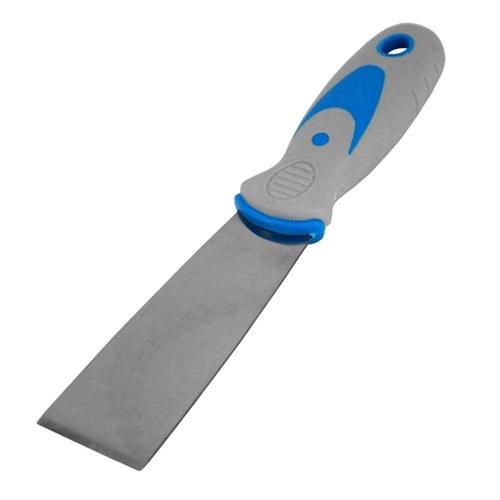 Stiff Putty Knife - 1.50" Blade - Comfort Grip, Rust Resistant, Solvent Proof, Hanging Hole - Blue, Gray