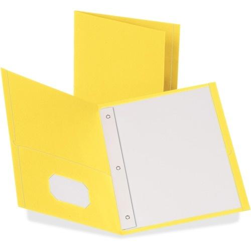 Oxford Twin Pocket 3-hole Fastener Folder, Yellow, 1/each