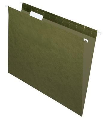 Island® Brand Hanging Folders, Letter Size, Standard Green, 1/5 Cut, 25/Box