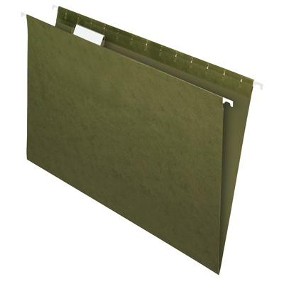 Island® Brand Hanging Folders, Legal Size, Standard Green, 1/5 Cut, 25/Box