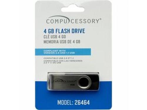 Compucessory - 4 GB - USB 2.0 - 12 MB/s Read Speed - 5 MB/s Write Speed - Aluminum - 1 Year Warranty - 1 Each