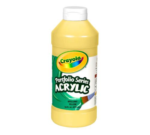 Crayola - Portfolio Series Acrylic Paint - Brilliant Yellow - 16 oz - 1/Each