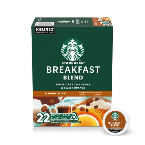Starbucks K-Cup Breakfast Blend Coffee - Medium - K-Cup - Breakfast Blend - 22 / Box