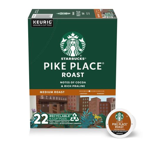 Starbucks K-Cup Pike Place Roast Coffee - Medium - K-Cup - Pike Place Roast - 22 / Box