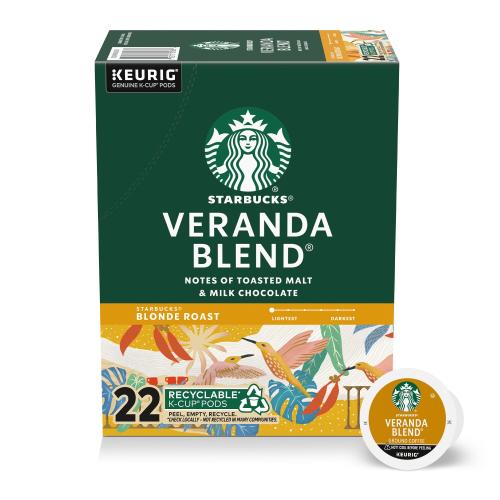 Starbucks® K-Cup Veranda Blend Coffee - Compatible with Drip-coffee Brewer - Blonde - K-Cup - Veranda Blend - 22 / Box