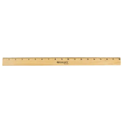 Westcott - Wood Ruler with Single Metal Edge - 18" - 1/Each