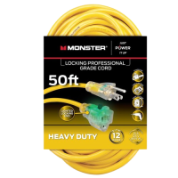 Monster Just Power It Up Outdoor 50 ft. L Yellow Extension Cord 12/3 SJTW