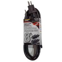 PowerZone OR532708 Extension Cord, 8 ft L, Black