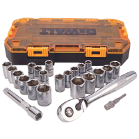 DeWalt 1/4 in. drive Metric/SAE 6 Point Socket Set 25 pc
