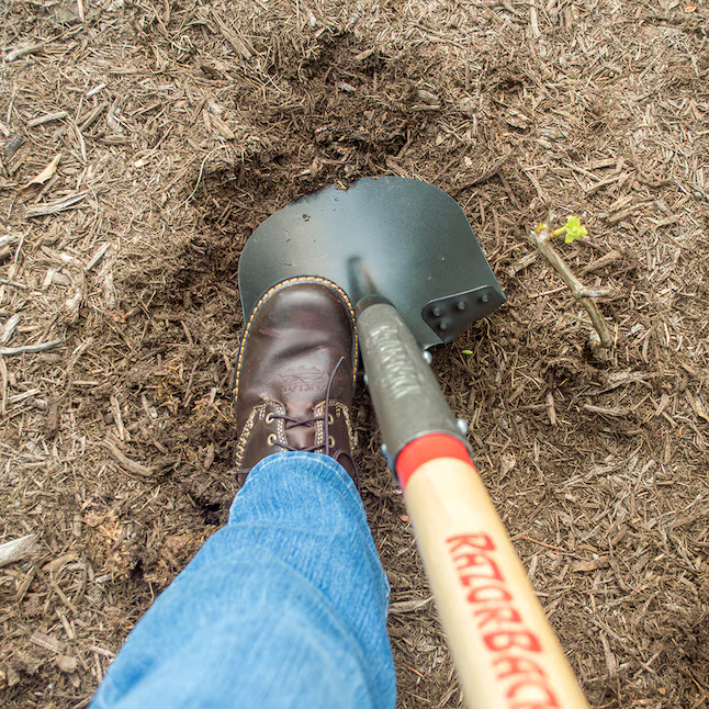 Razor-back round point digging shovel