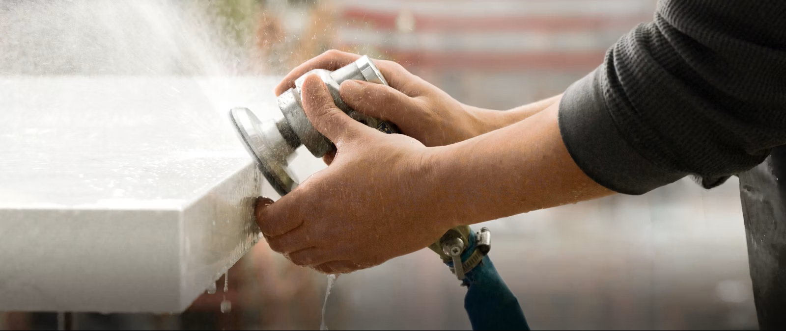 water polishing cambria quartz counter top