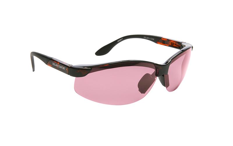 LV-TAE-10250364 - FL-41 Light Rose Filter - SolarComfortThe FL-41 Rose Filters are designed to help those with light sensitivity due to migraines, traumatic brain injury, and other eye conditions. The rose color lenses reduce glare and provide eye relief. There are 3 frame styles to choose from, each of which feature bend-to-fit temples for a comfortable fit. The Light Rose tint color is recommended for indoor use and has a light transmission of 50%. Both of the rose filters block 100% of UVA/ UVB light.There are three FL-41 frame styles available: Haven® Summerwood (Large), Haven® Meridian (Medium) and SolarComfort®. The SolarComfort® frame is a wrap-around style, with rubber nose pads, designed to be worn alone.All FL-41 Rose Filters include bend-to-fit temples providing a comfortable, custom fit and each pair comes with a microfiber pouch that can be used to clean the lenses as well.
