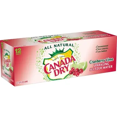 Canada Dry Cranberry Lime Seltzer, 12 oz cans, 12 pk, 2 ct