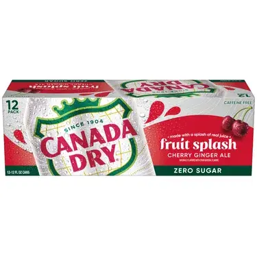 Canada Dry Fruit Splash Cherry Ginger Ale Zero Sugar, 12 oz cans, 12 pk, 2 ct