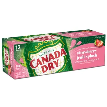 Canada Dry Fruit Splash Strawberry Ginger Ale, 12 oz cans, 12 pk, 2 ct