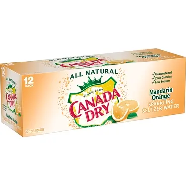 Canada Dry Mandarin Orange Sparkling Water, 12 oz cans, 12 pk, 2 ct