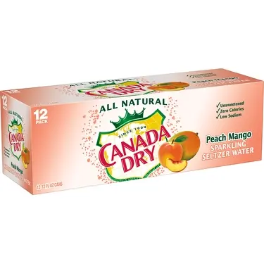 Canada Dry Peach Mango Sparkling Seltzer, 12 oz cans, 12 pk, 2 ct