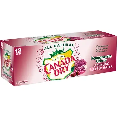Canada Dry Pomegranate Cherry Sparkling Water, 12 oz cans, 12 pk, 2 ct