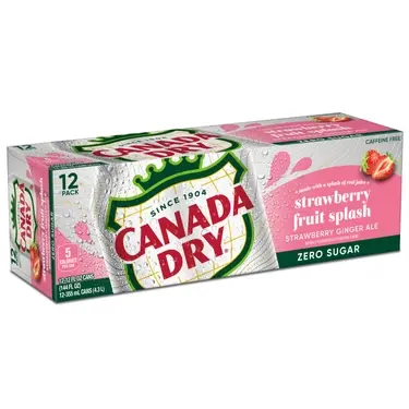Canada Dry Zero Sugar Fruit Splash Strawberry Ginger Ale, 12 oz cans, 12 pk, 2 ct