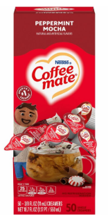 Coffee mate Peppermint Mocha Nondairy Liquid Creamer Singles - Peppermint Mocha Flavor - 0.38 fl oz (11 mL) - 1 Serving - 50 / Box