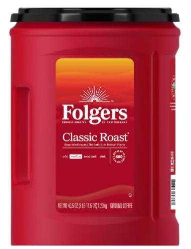Folgers Classic Roast Ground Coffee, 43.5 oz.