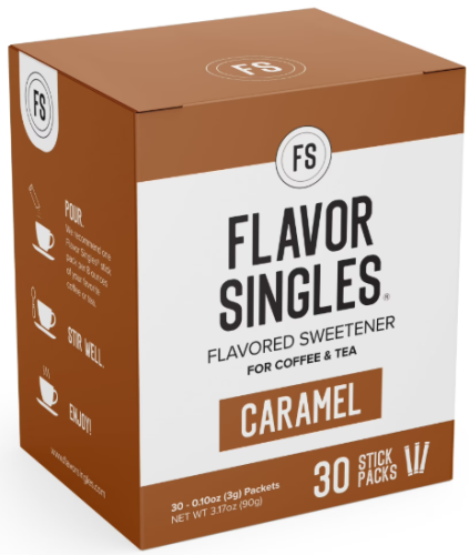 SWEETENER, FLAVOR SINGLES, CARAMEL, 30CT