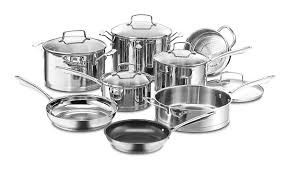 CUISINART/WARING 13PC STAINLESS COOKWARE SET